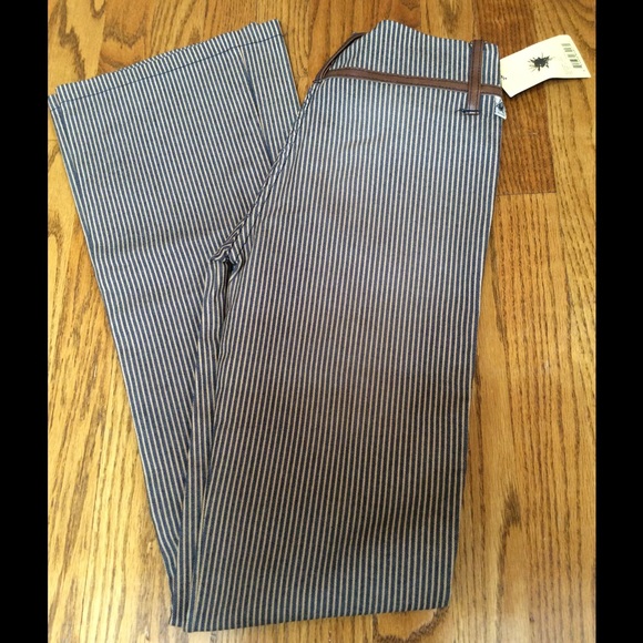 Buffalo Striped Denim Leather Trim Pants Jeans - Picture 3 of 6